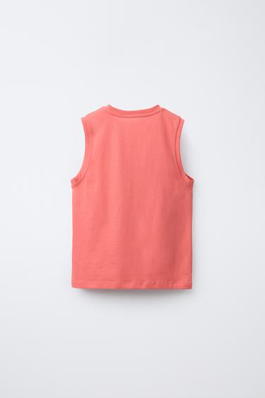 PRINTED SLEEVELESS T-SHIRT - Coral by Zara - Image 1
