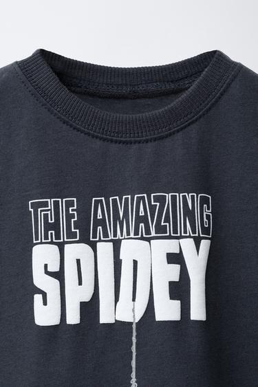 Zara SPIDEY © MARVEL EMBOSSED T-SHIRT - Anthracite grey