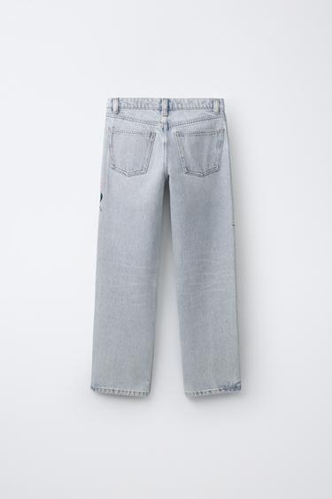 JEAN DROIT À FLEURS BRODÉES - Bleu de Zara - Image 1