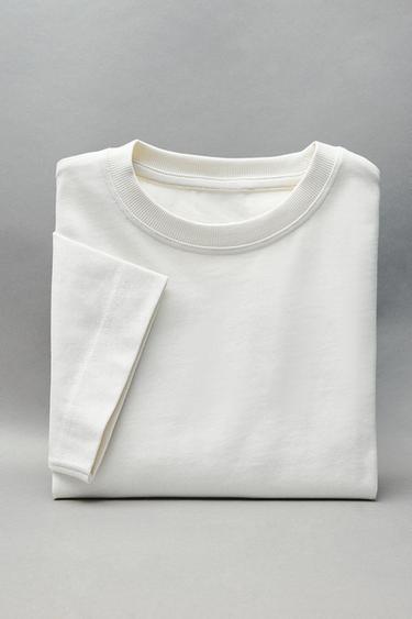 PLAIN HEAVYWEIGHT T-SHIRT - Ecru by Zara