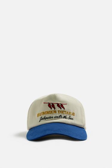 CONTRAST EMBROIDERY CAP - Ecru by Zara - Image 1