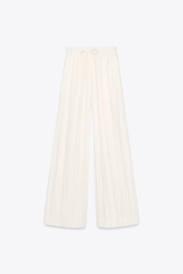 PANTALÓN PALAZZO ZW COLLECTION - Blanco roto de Zara
