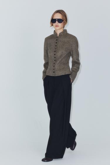 ZW COLLECTION WOOL CROPPED JACKET — Gray marl 2