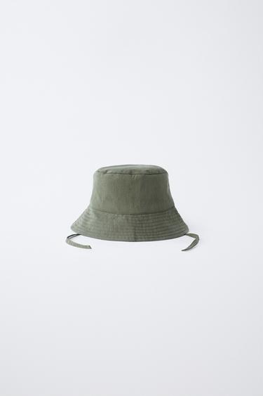 MŨ BUCKET LÔNG CỪU VÀ VẢI NHUNG TĂM - Kaki từ Zara