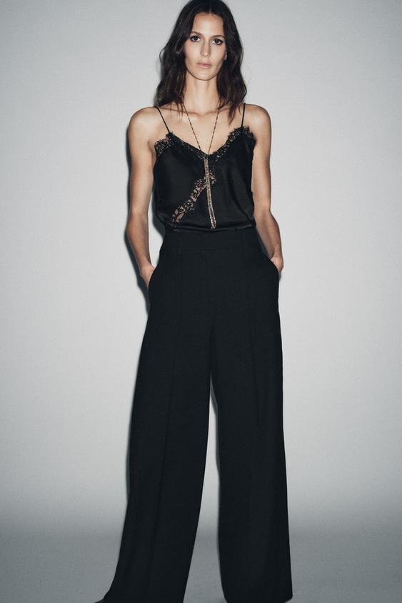 ZW COLLECTION LIMITED EDITION WIDE LEG PANTS WITH WOOL AND SEAM DETAIL