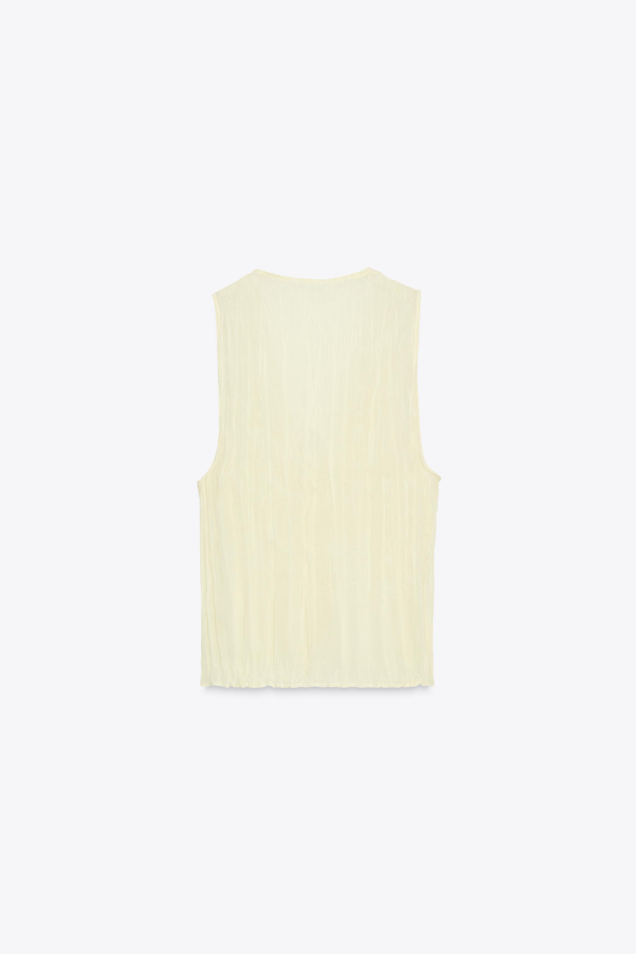 フリル付きセミシースルートップス - ライトイエロー | ZARA