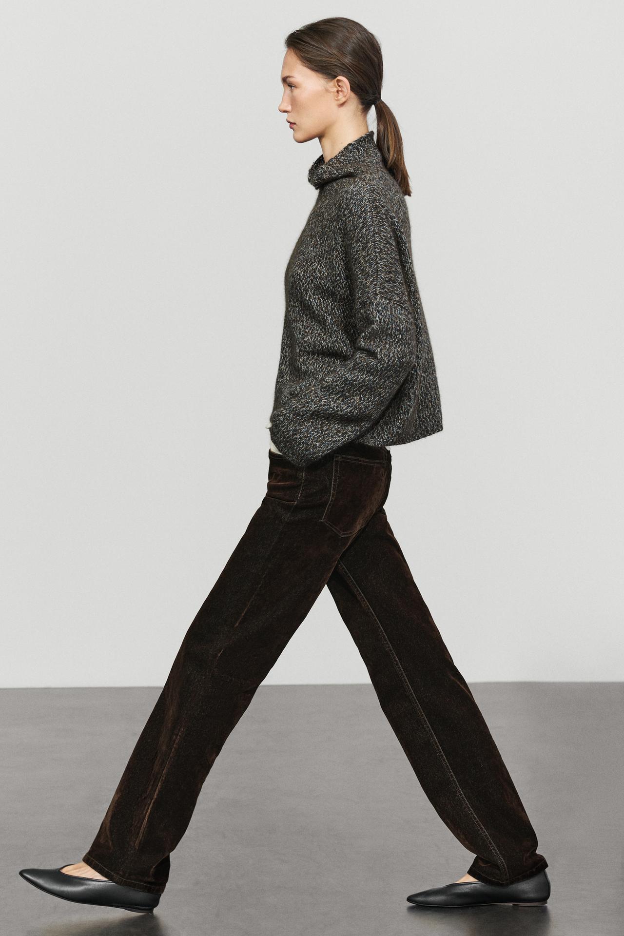 100% wool mouliné knit sweater — Mid-blue