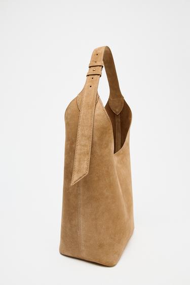 LEATHER MAXI BUCKET BAG WITH HANDLE DETAIL - SAND/BROWN by Zara - Image 5