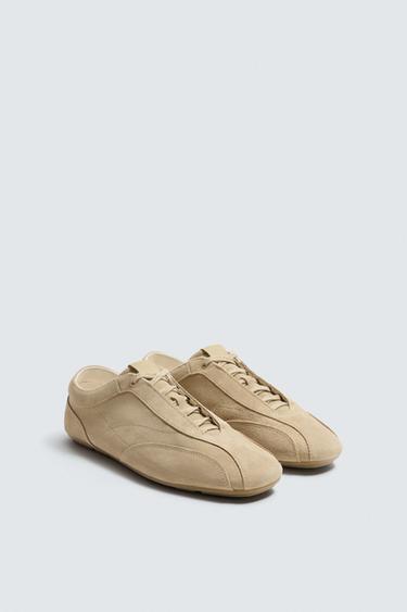 ULTRA-THIN SOLE LEATHER TRAINERS - Sand Brown by Zara