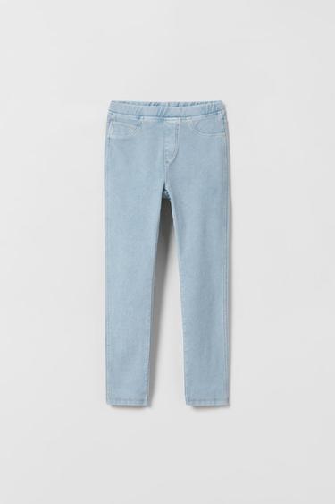 Zara DENIM JEGGINGS - Light blue
