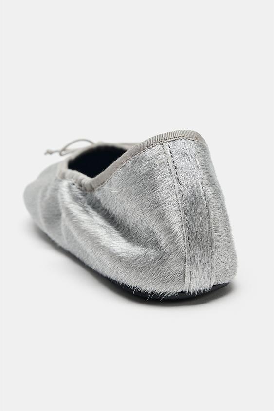 TEXTURED LEATHER BALLERINAS - Silver by Zara - Image 5