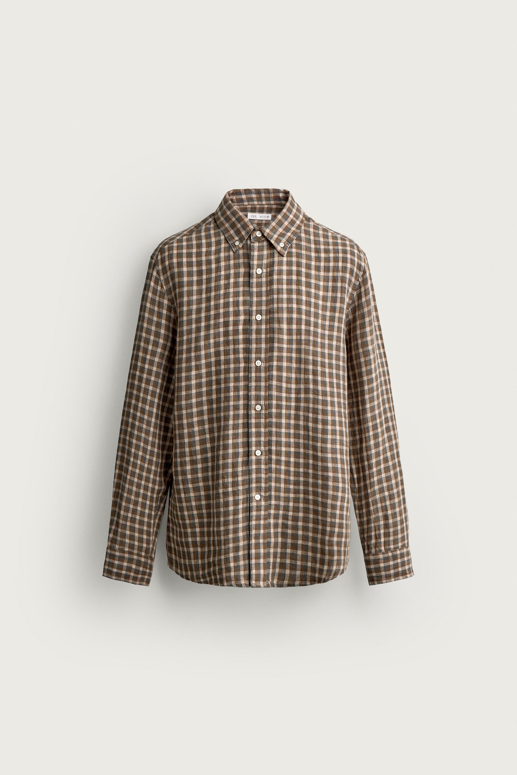 100% LINEN CHECKED SHIRT