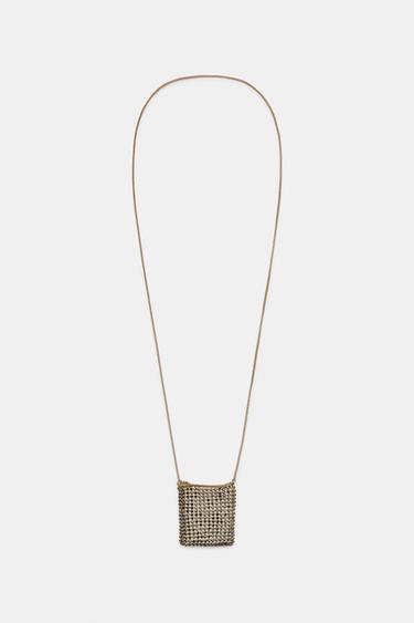 Zara RHINESTONE BAG NECKLACE - Golden