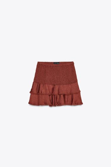 RUFFLED LACE SKORT - Terracotta by Zara