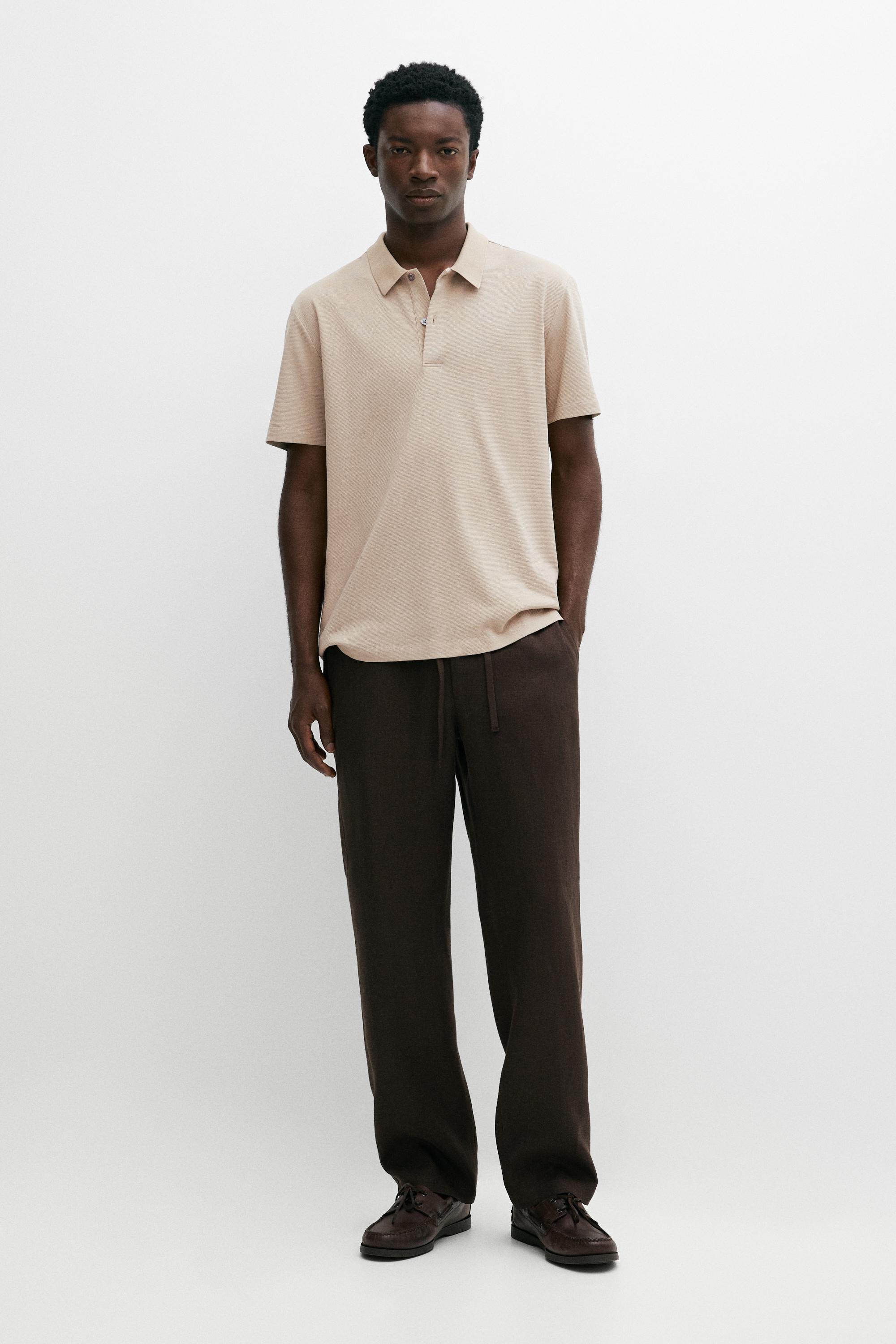 100% cotton structured polo shirt — Stone