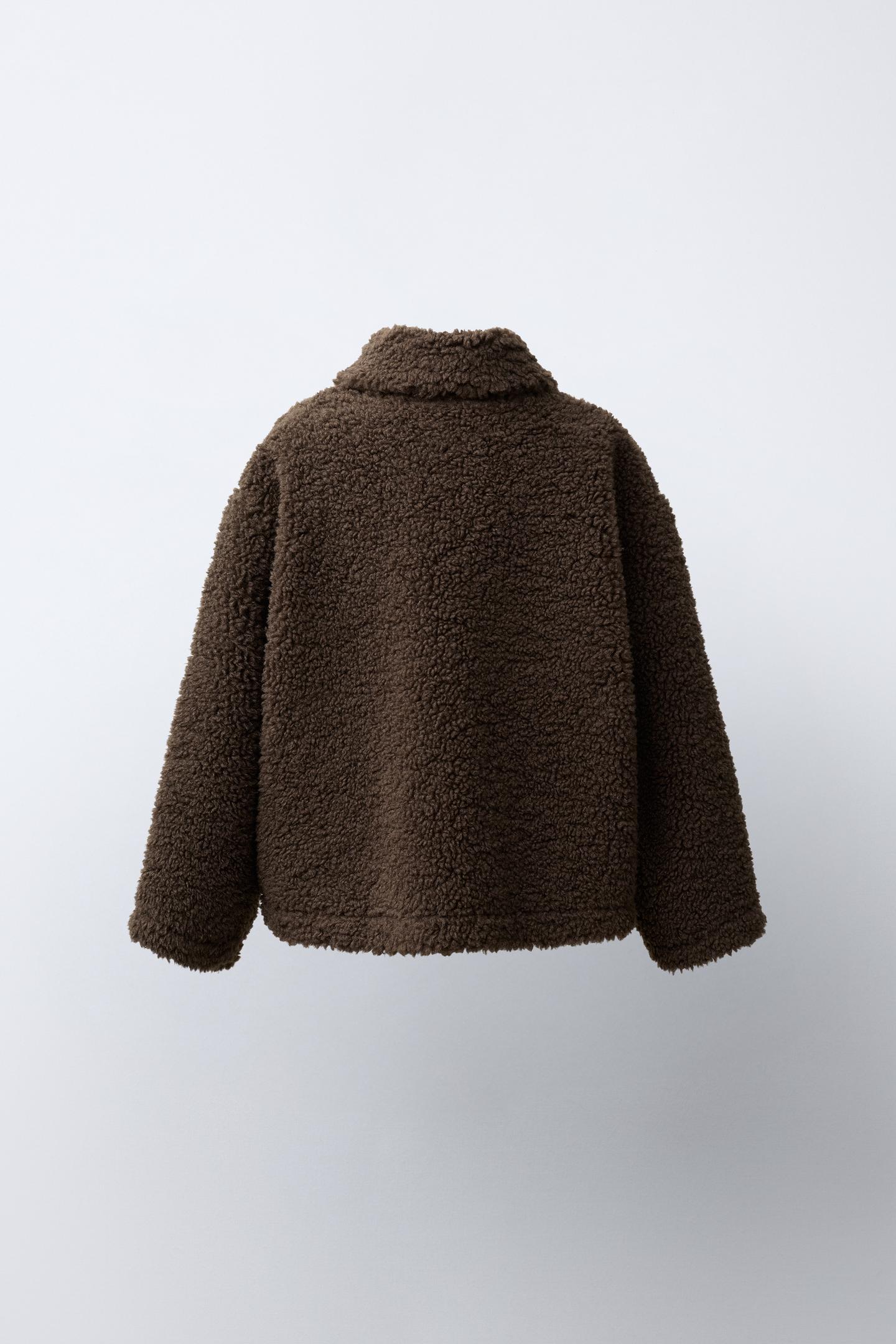 Детская куртка Zara Shearling with Frog Fastening, цвет: Тёмный коричневый — фото 4