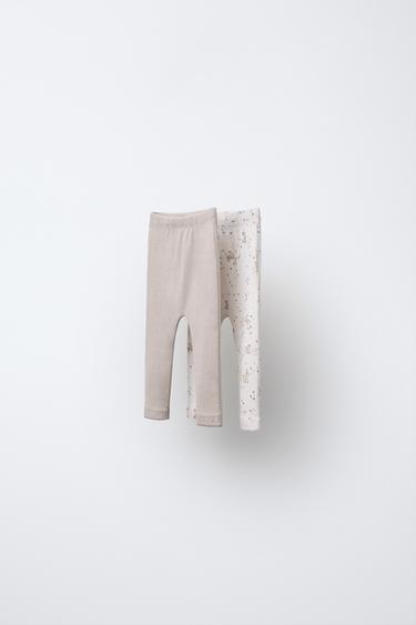 TWO-PACK OF PRINTED POINTELLE LEGGINGS - Ecru by Zara