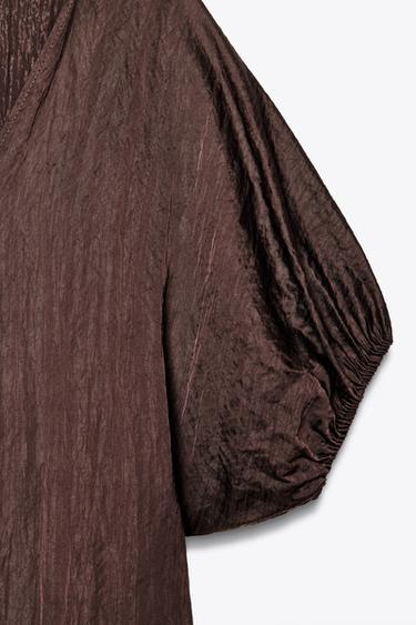 ZW COLLECTION PUFF SLEEVE DRESS - Brown by Zara - Image 5