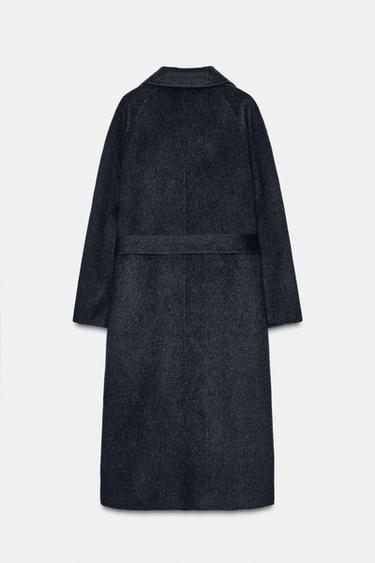 MANTEAU LONG AVEC LAINE ET CEINTURE - Gris foncé de Zara - Image 7