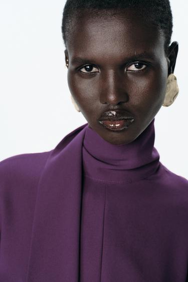 ROBE COURTE AVEC ÉCHARPE - Aubergine de Zara - Image 6