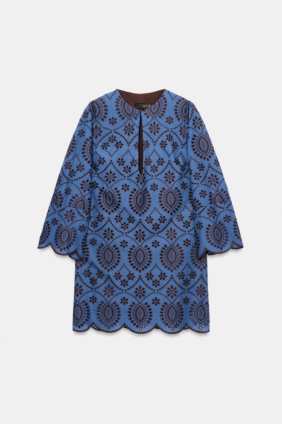 blue floral dress zara Zara Blue And White Floral Dress Blue And White Dress Woman ZARA United States