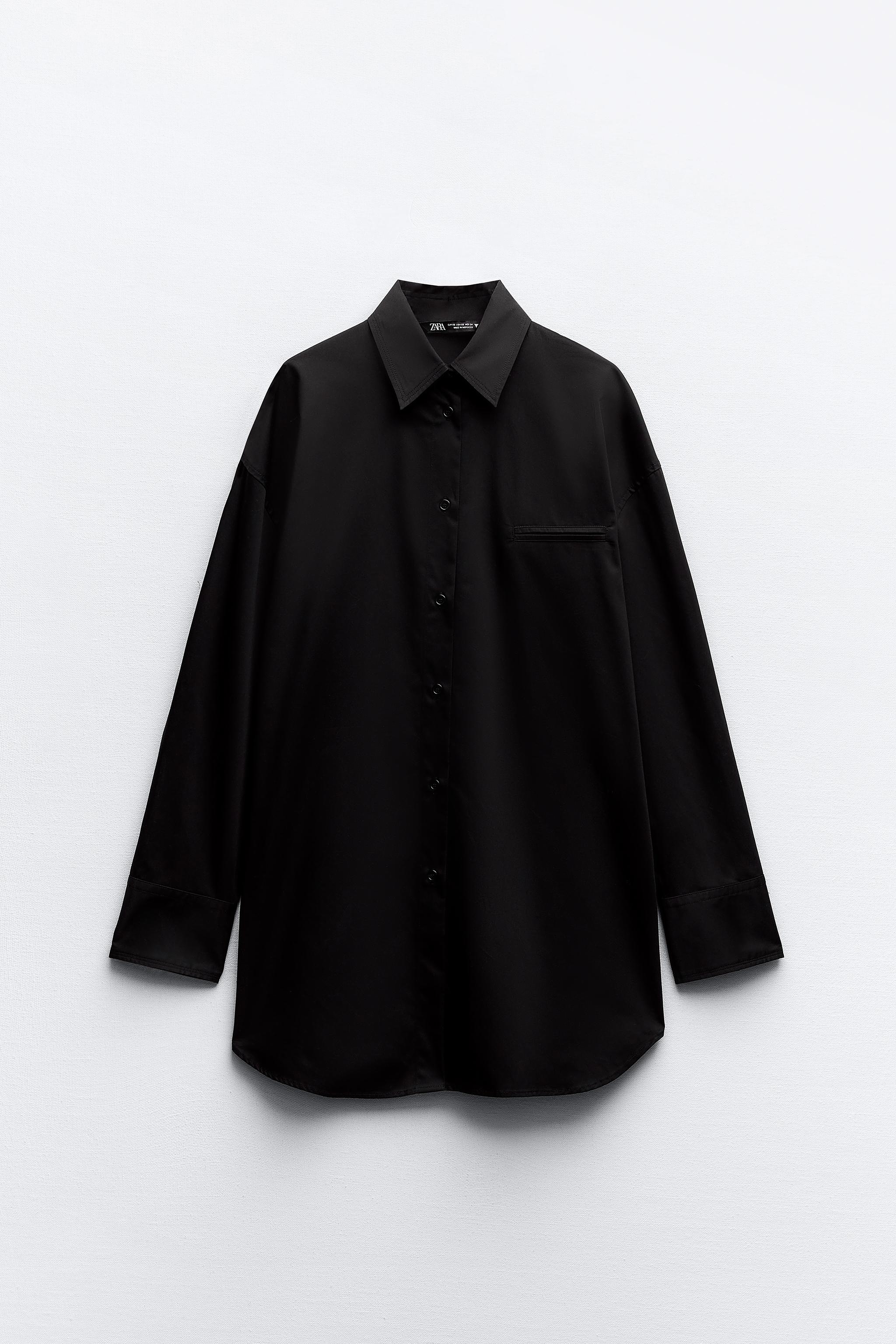 オーバーサイズ ギャバジンシャツ - ブラック | ZARA Japan / 日本