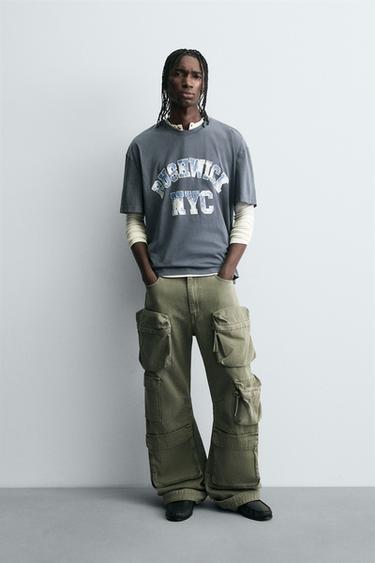 Zara WASHED PRINT T-SHIRT - Faded blue - Image 0