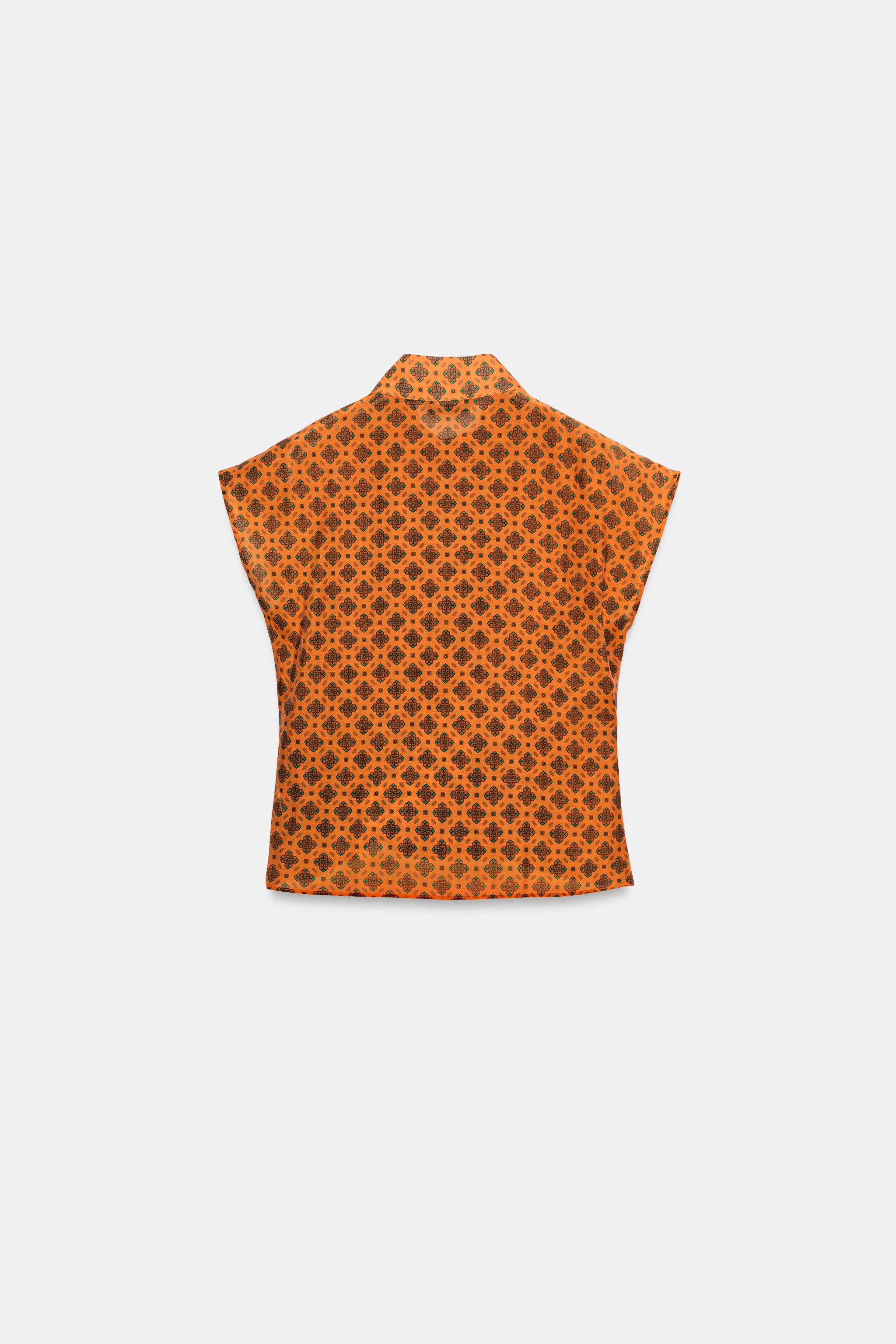 Женские блузки Zara PRINTED WRAP BLOUSE — фото 6