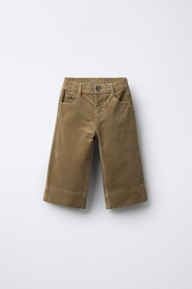 PANTALON MARINE EN VELOURS - VERT de Zara