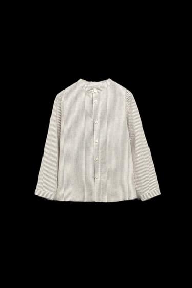 2-5 JAHRE/ GESTREIFTES HEMD MIT STEHKRAGEN – LIMITED EDITION - Braun/ Weiss von Zara