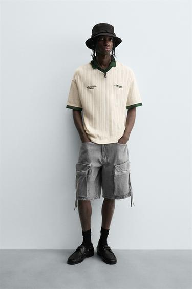 BERMUDA DENIM CARGO - Cinza-antracito da Zara