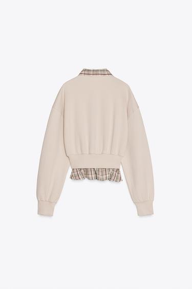 CONTRAST POPLIN SWEATSHIRT - Mid-ecru by Zara - Image 5