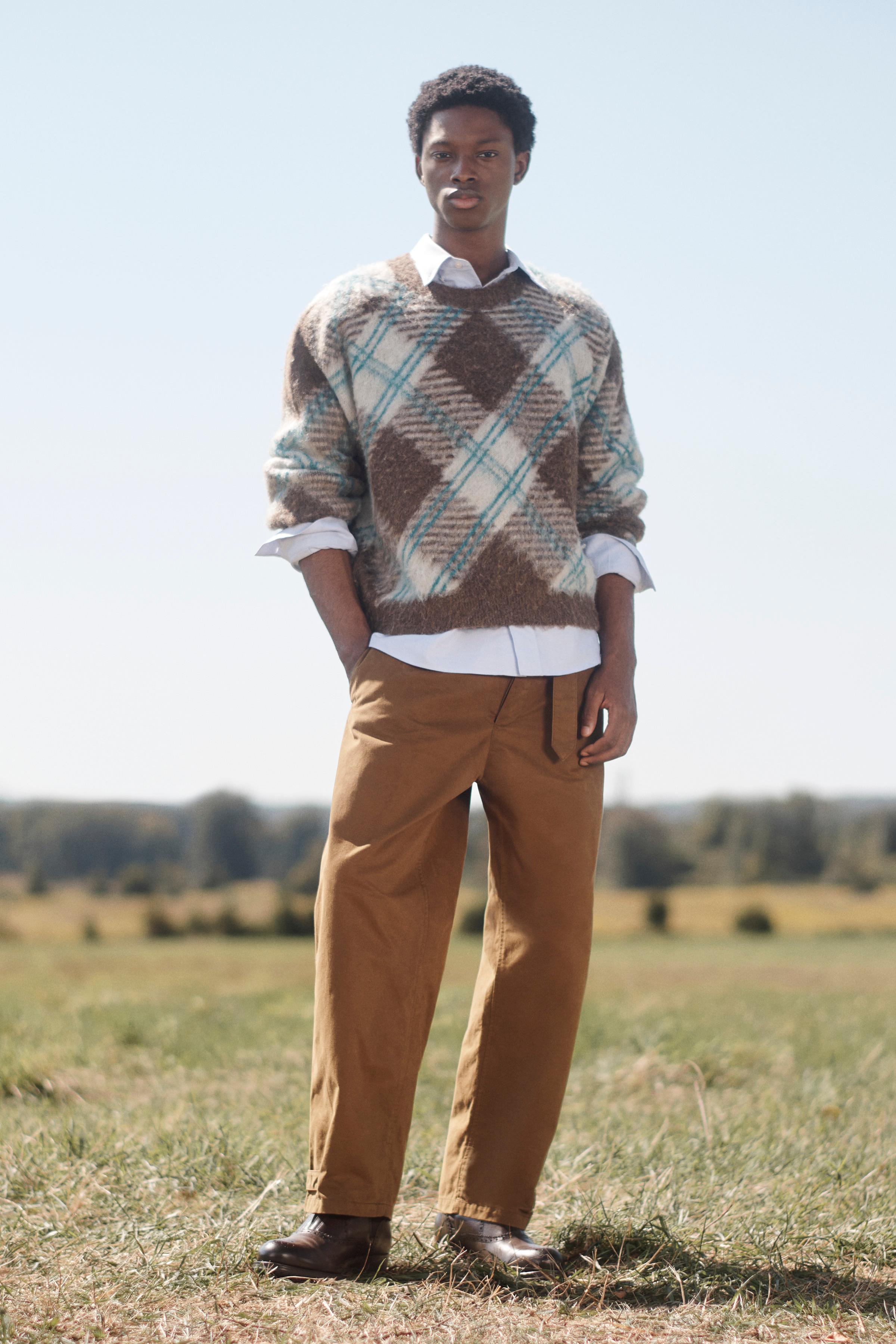 MARK & LONA ブラウン 幾何学模様 セーター LIMITED EDITION 幾何学模様ジャカードセーター - ライトブルー