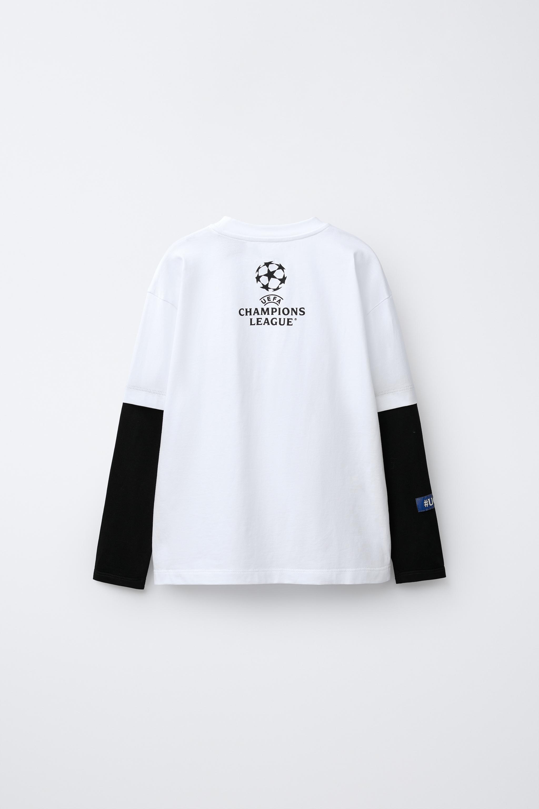 UEFA CHAMPIONS LEAGUE ® DOUBLE SLEEVE T-SHIRT - White | ZARA