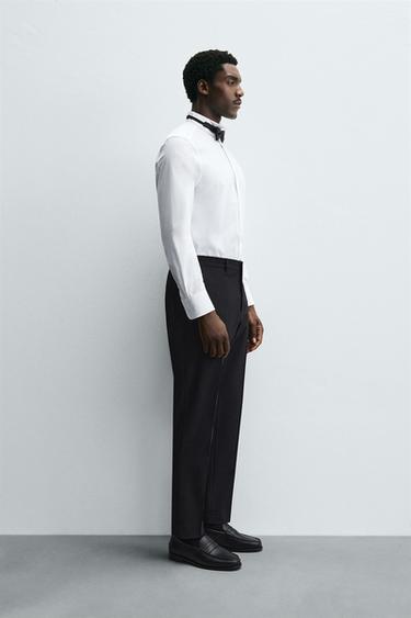 TUXEDO-STYLE COLLAR SHIRT - White by Zara - Image 3