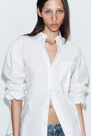 OVERSIZE РИЗА ОТ ПОПЛИН - Бял от Zara