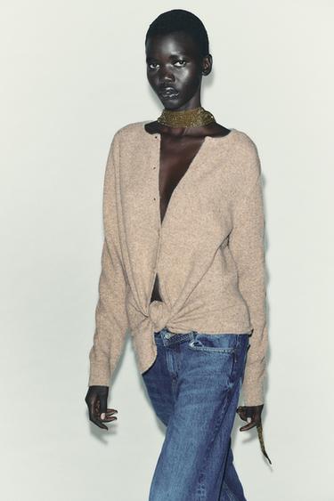 GILET EN MAILLE À NŒUD - Vison chiné de Zara - Image 1