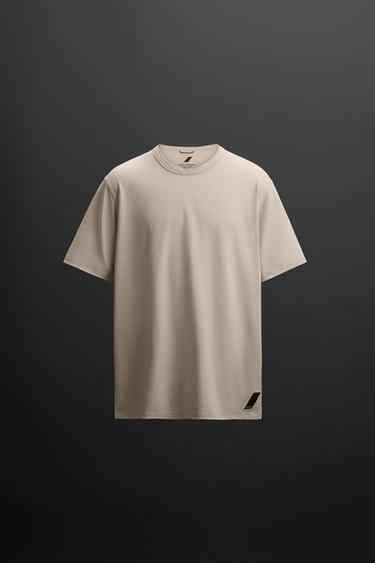 Zara RELAXED TRAINING T-SHIRT - Beige