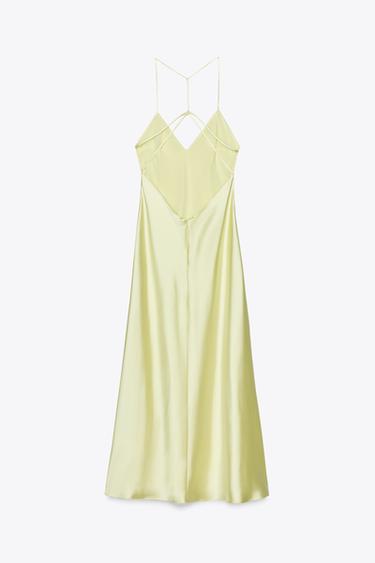 ROBE MI-LONGUE SATINÉE BRIDES DOS - Citron vert de Zara - Image 6
