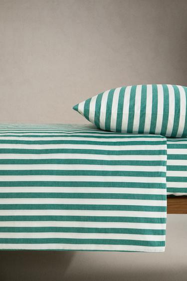 CHILDREN'S STRIPED FITTED SHEET - Green by Zara - Image 2