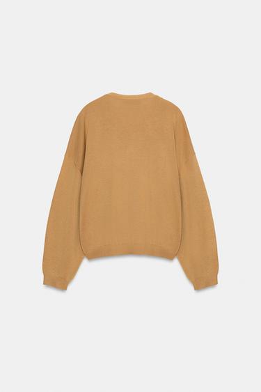 V-NECK KNIT CARDIGAN - camel by Zara - Image 5