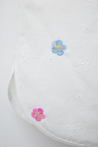 EMBROIDERED FLORAL POPLIN TROUSERS - Oyster-white by Zara - Image 3