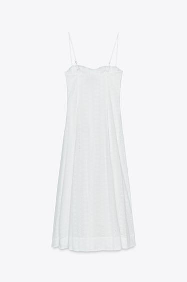 MIDI CORSET DRESS WITH CUTWORK EMBROIDERY - White by Zara - Image 8