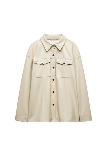 FAUX LEATHER OVERSHIRT