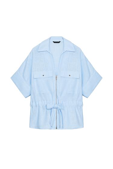 SAFARI LINEN BLEND SHIRT - Light blue by Zara