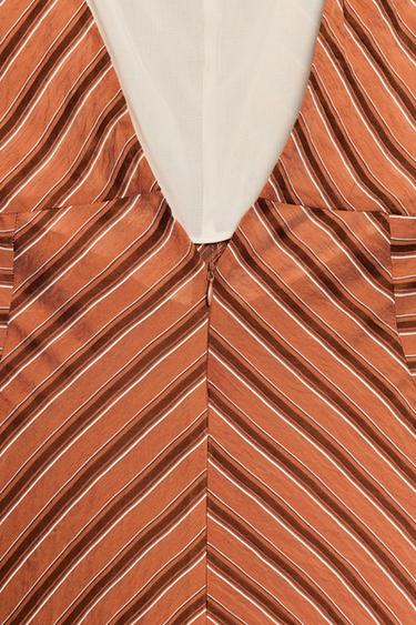 ROBE MI-LONGUE DOS NU À RAYURES - Brown Stripes de Zara - Image 7