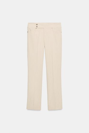 KALHOTY STRAIGHT FIT S TENKÝM PROUŽKEM - Písková od Zara - Obrázek 0