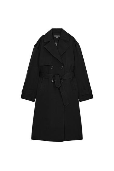 LONG WINDPROOF WATER-REPELLENT TRENCH COAT WITH BELT - Black by Zara