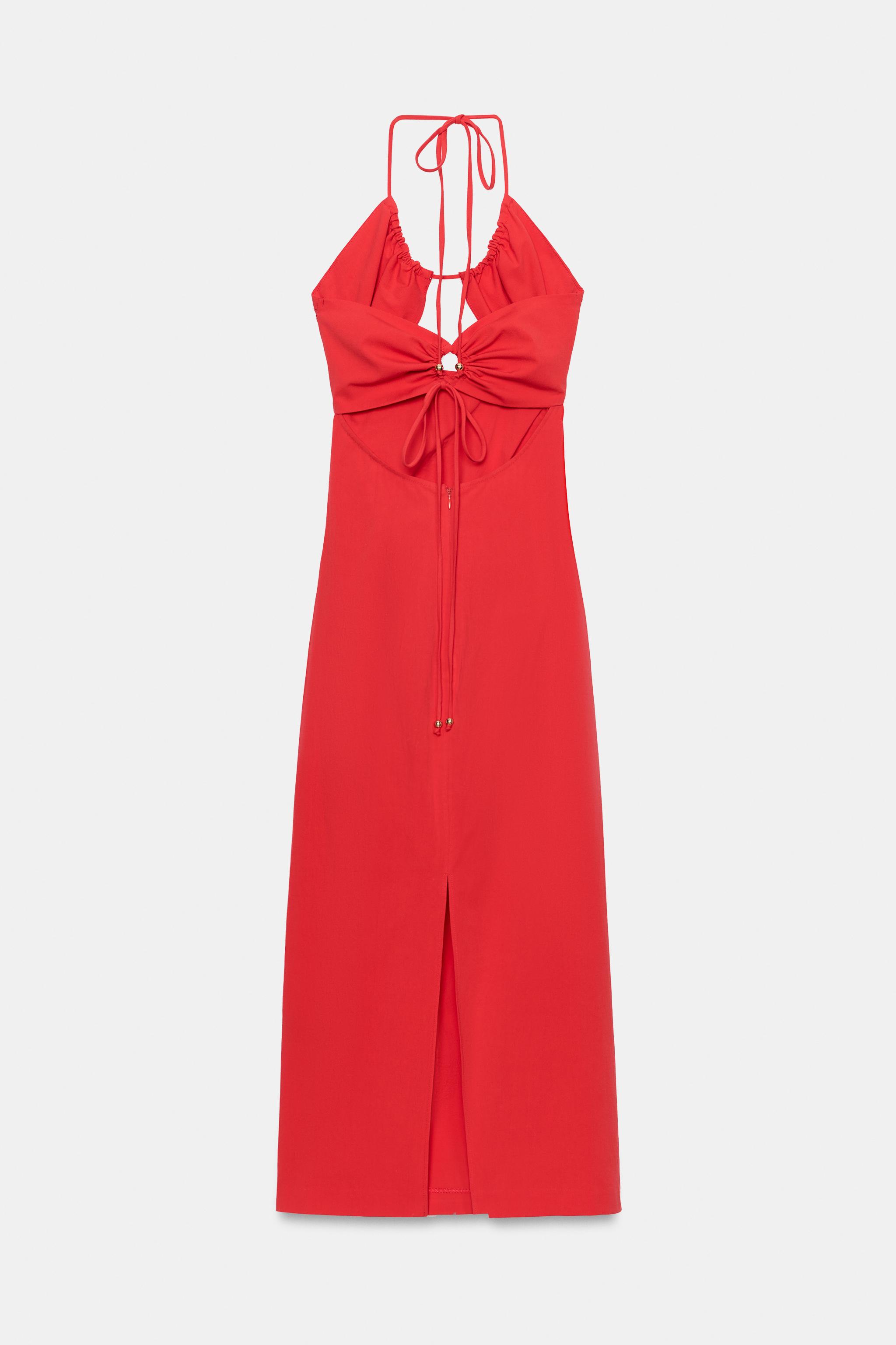DRAPED CUT-OUT TUBE MIDI DRESS