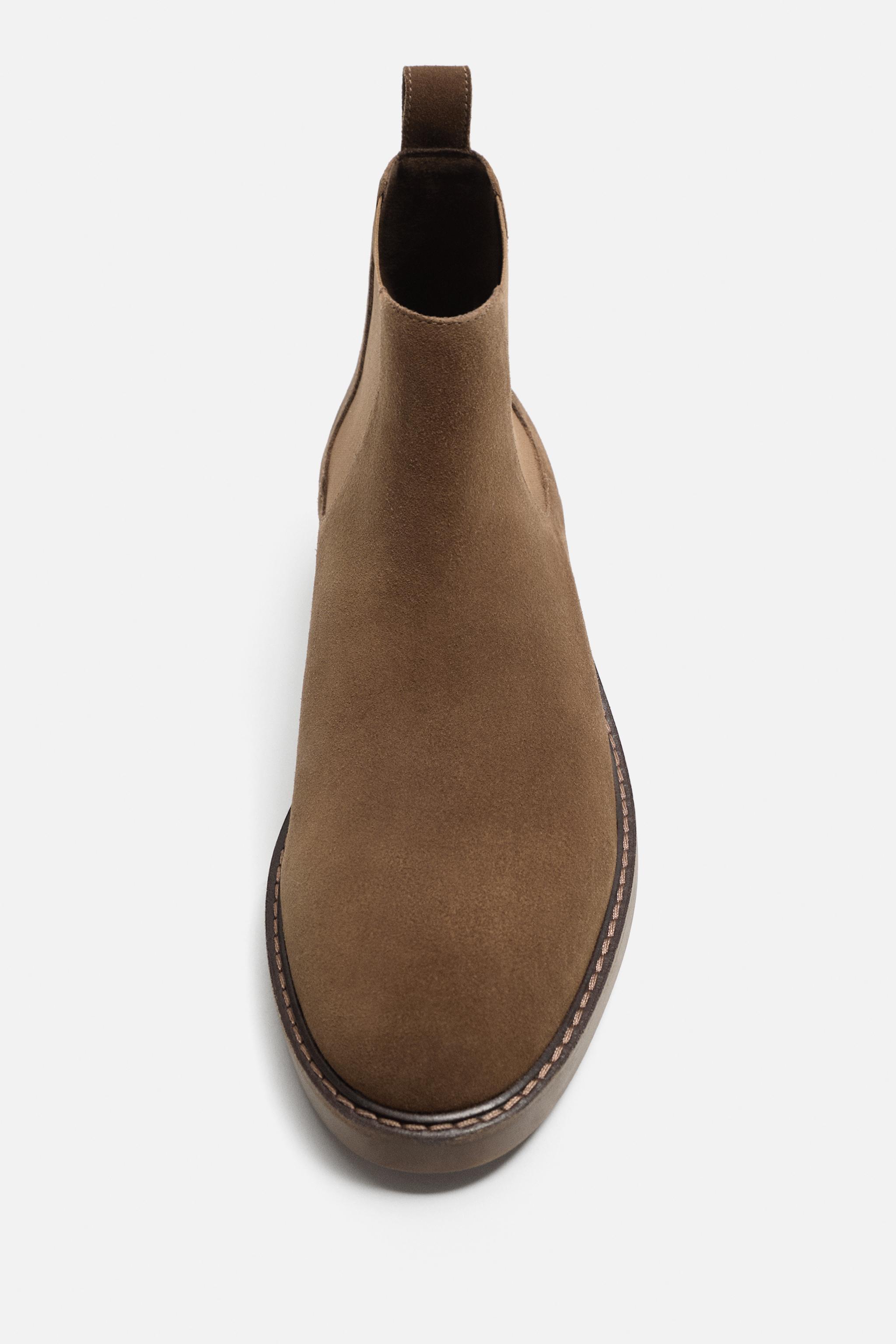 Zara Chelsea Boots Men Brown LEATHER CHELSEA BOOTS Sand Brown ZARA